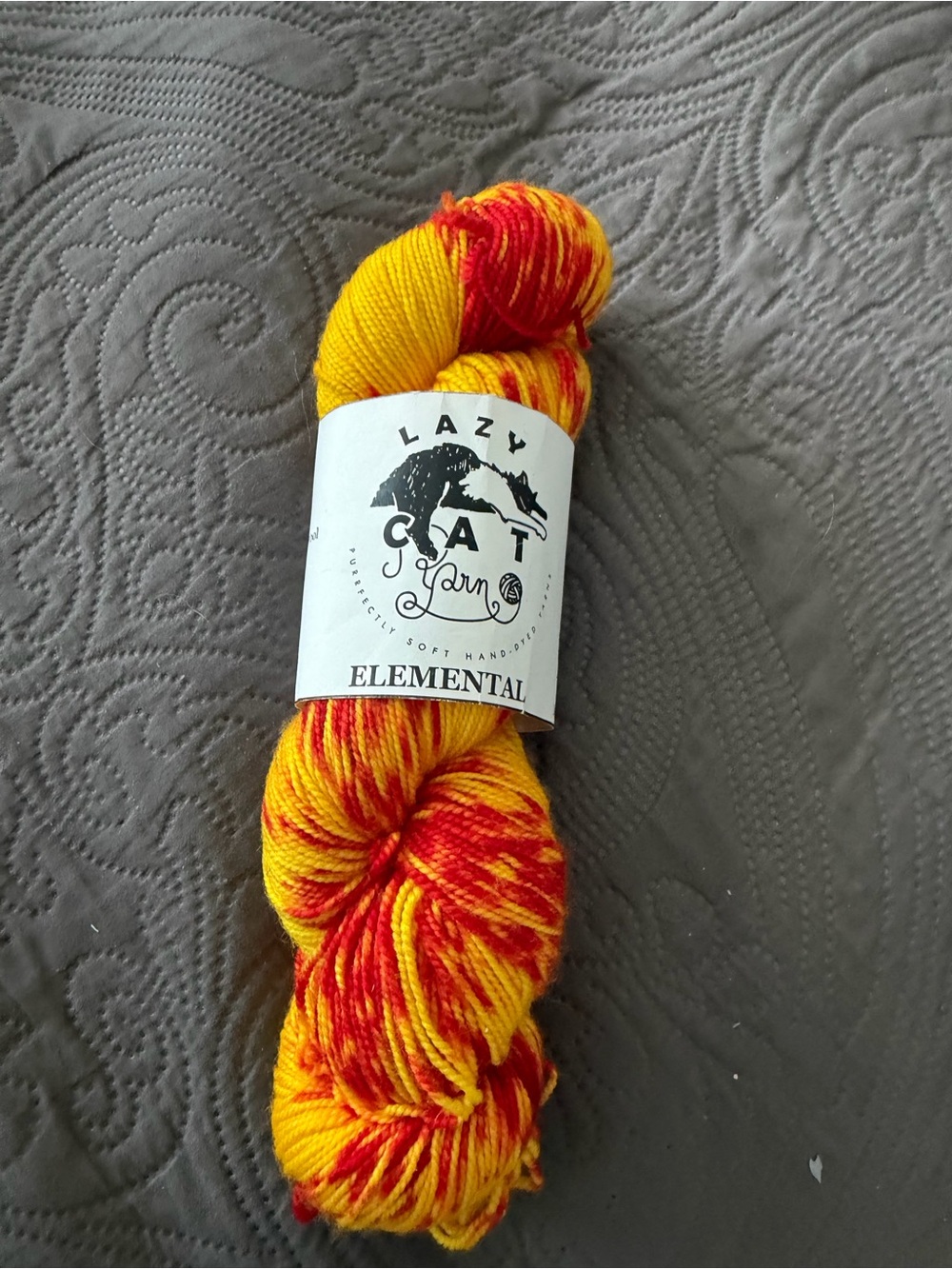 Lazy cat yarn - Yellow & Red Plush Skein
